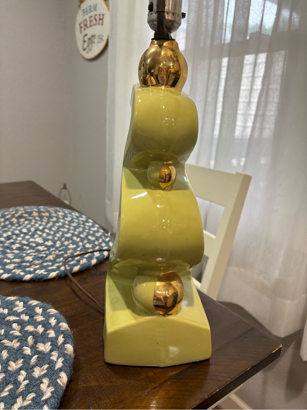 Stunning Art Deco Vintage Retro Ceramic Lamp Base in Chartreuse - Picture 14 of 16